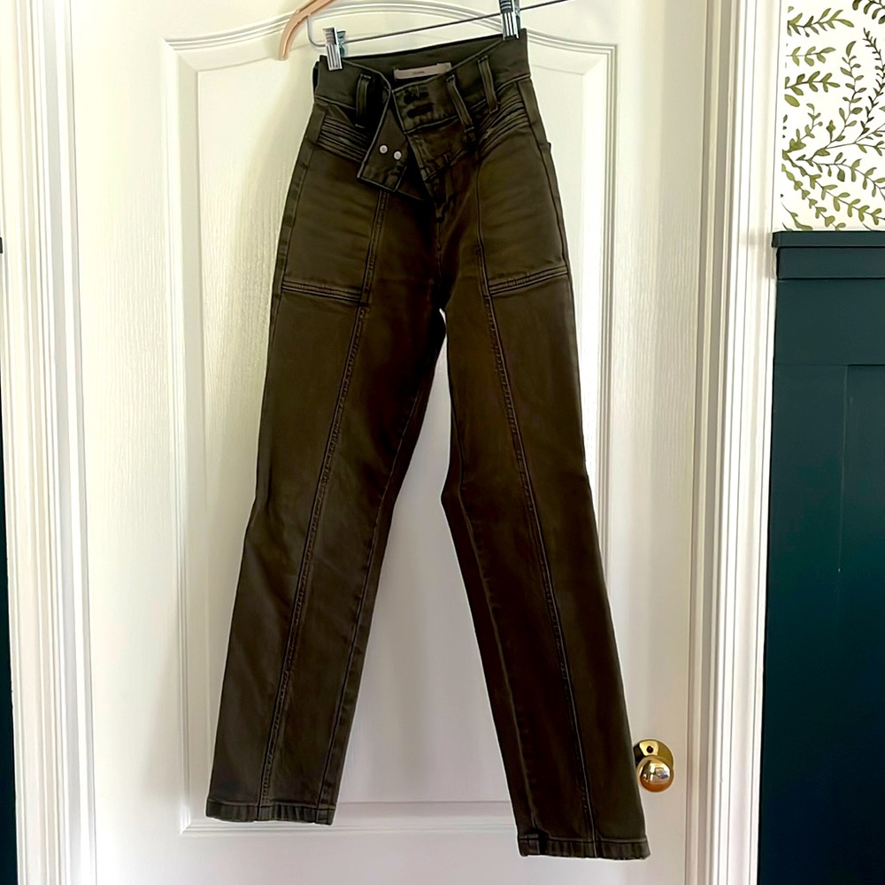 Army green utility jeans.